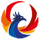 Ícone de uma Phoenix nas cores azul, amarelo, vermelho e laranja, cores da Empresa Contmatic Phoenix